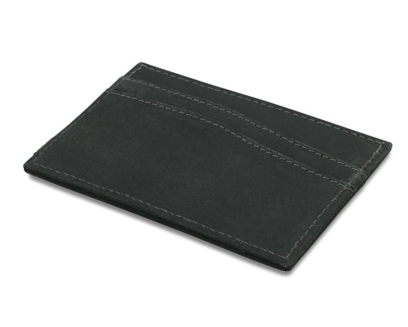 Front view of Leggera Card Holder Vintage in Carbon Black.