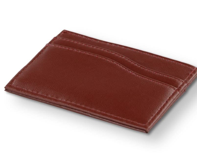 Front view of Leggera Card Holder Vegan in Cactus Burgundy.