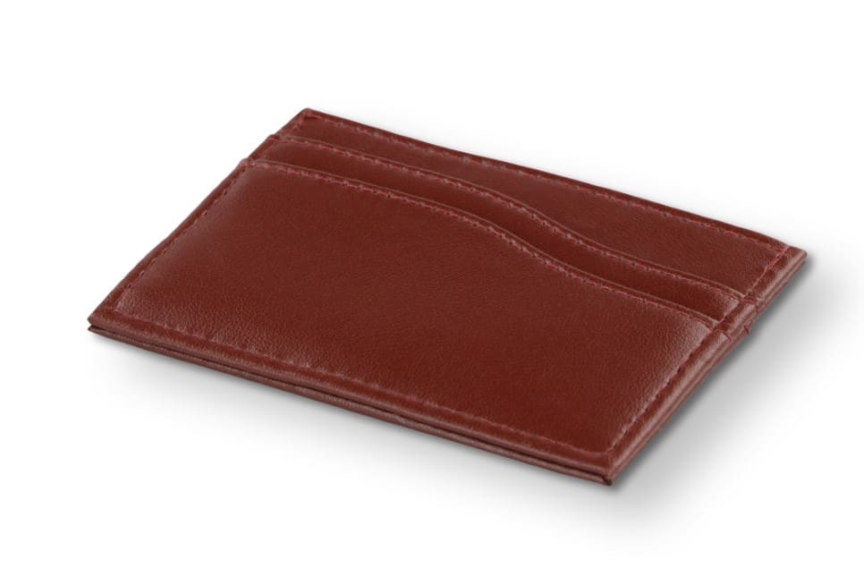 Front view of Leggera Card Holder Vegan in Cactus Burgundy.