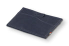 Front view of Leggera Card Holder ID Window Vegan in Cactus Blue with a pull tab.