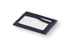 Back view of Leggera Card Holder ID Window Vegan in Cactus Blue with cards inside the ID window.