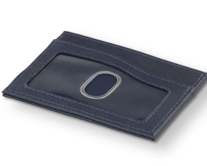 Back view of Leggera Card Holder ID Window Vegan in Cactus Blue with an ID window.