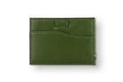 Front view of Leggera Card Holder ID Window Vegan in Cactus Green with a pull tab.