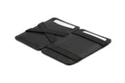Opened Garzini Urban Magic Wallet in black leather, displaying the card slots and storage compartments.