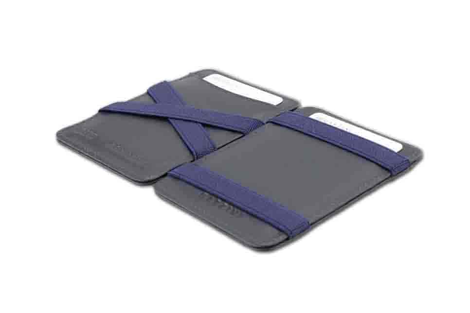 Open view of the Urban Magic Wallet in Blue. 