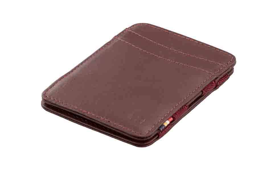 Front side view of the Urban Magic Wallet in Burgundy.