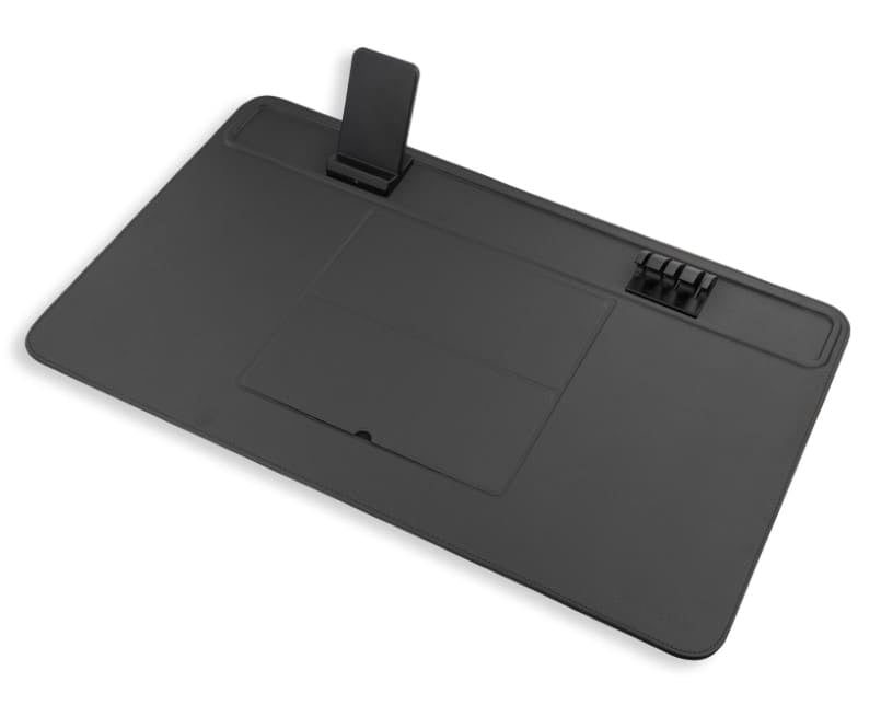 full view of the black desk mat