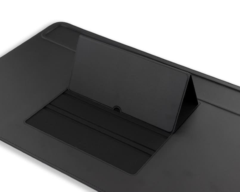 adjustable device holder on desk mat
