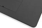 close up of the black desk mat