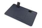 Full view of the blue desk mat