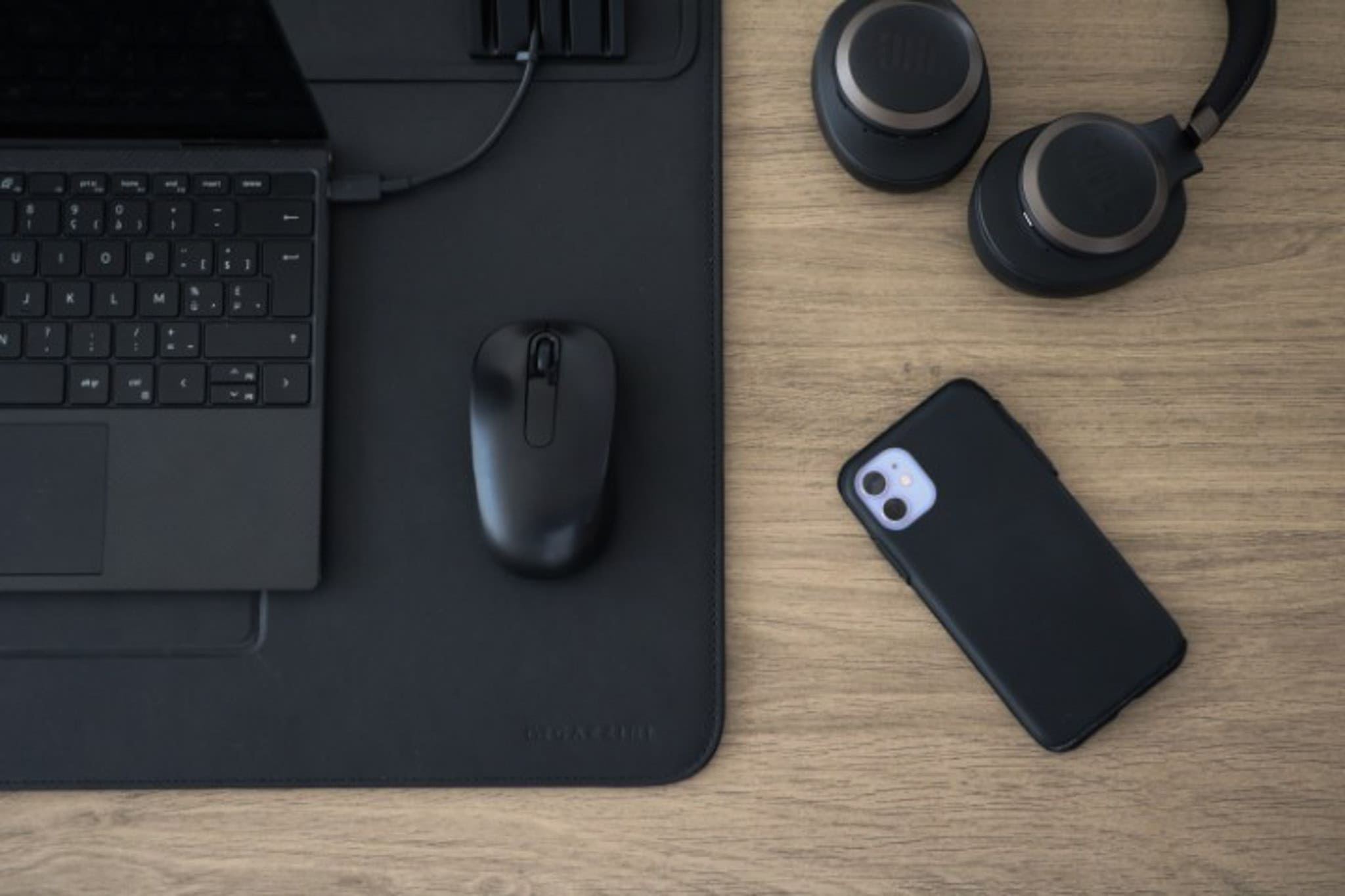 close up of the desk mat