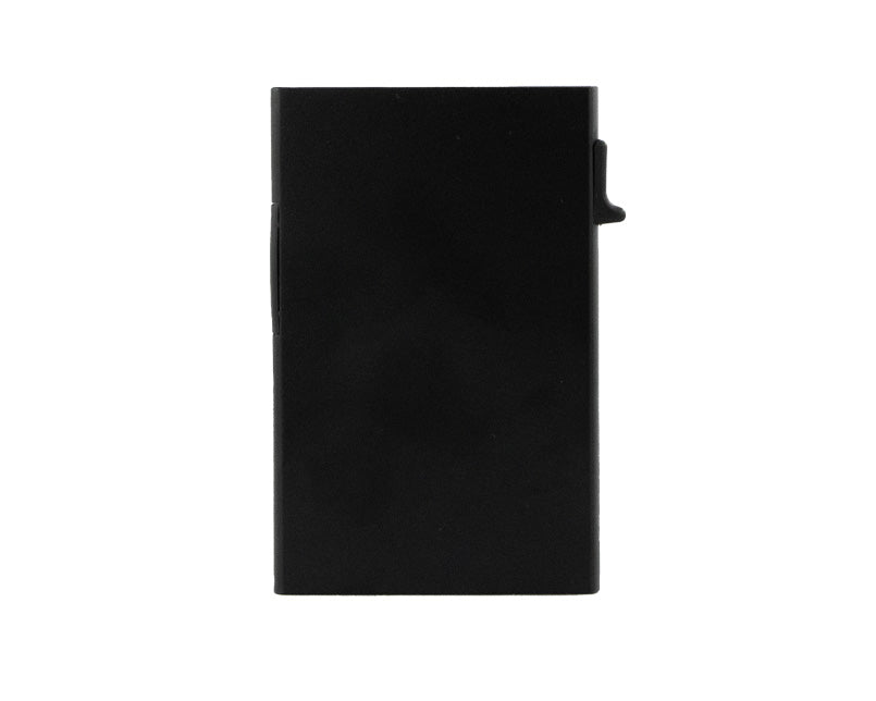 Black Garzini metal wallet card holder front view