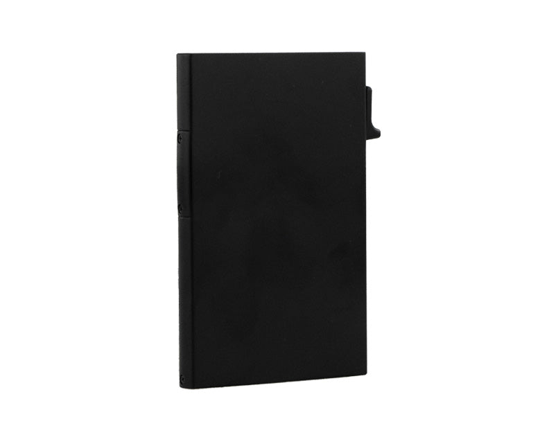Black Garzini metal wallet card holder back view