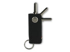 Front view of Lusso Vintage Key Holder in Brushed Black with with a key holder ring and 3 keys.