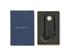 Front view of the Lusso Vintage Key Holder in Brushed Black in the box with the brand name Garzini.