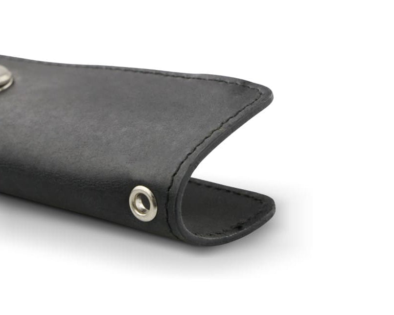 Close up view of the bottom side in Brushed Black with a key holder hole for a key holder ring.