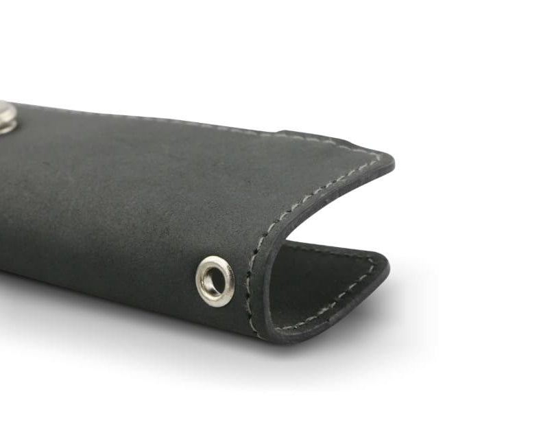 Close up view of the bottom side in Carbon Black with a key holder hole for a key holder ring.