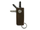 Back view of Lusso Key Holder in Java Brown with with a key holder ring and 3 keys.