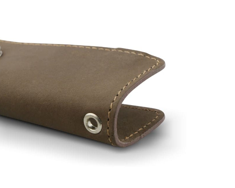 Close up view of the bottom side in Java Brown with a key holder hole for a key holder ring.