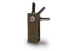 Side view of Lusso Key Holder in Metal Grey with with a key holder ring and 3 keys.