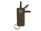 Front view of Lusso Key Holder in Metal Grey with with a key holder ring and 3 keys.