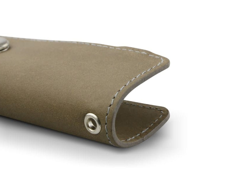 Close up view of the bottom side in Metal Grey with a key holder hole for a key holder ring.