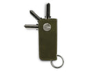Back view of Lusso Key Holder in Olive Green with with a key holder ring and 3 keys.
