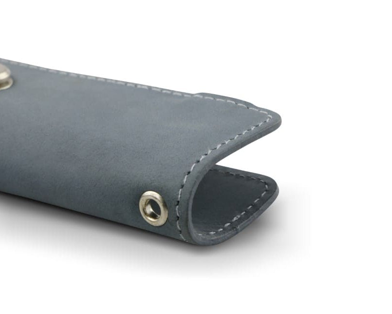 Close up view of the bottom side in Sapphire Blue with a key holder hole for a key holder ring.