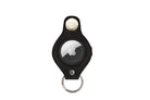 Front view of Lusso AirTag Key Holder in Brushed Black with a key holder ring.