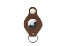 Front view of Lusso AirTag Key Holder in Brushed Brown with a key holder ring.
