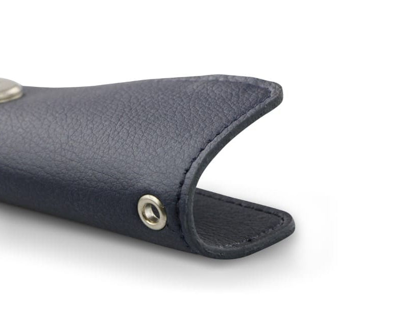 Close up view of the bottom side in Cactus Blue with a key holder hole for a key holder ring.