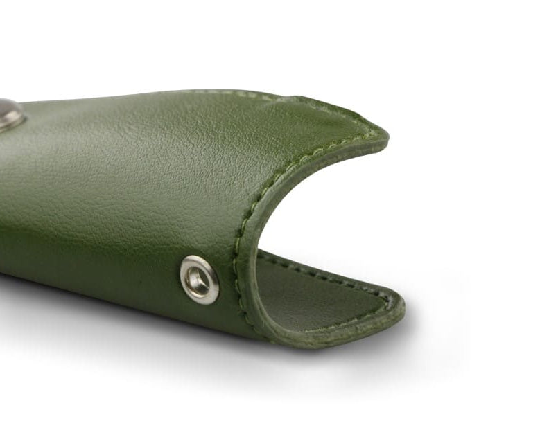 Close up view of the bottom side in Cactus Green with a key holder hole for a key holder ring.