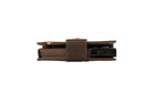 Side view of slim Garzini Metal Wallet in java brown leather