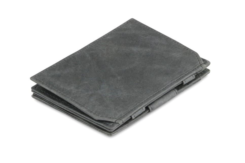 Back view of the Essenziale Magic Coin Wallet Brushed in Brushed Black.