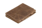 Back view of the Essenziale Magic Coin Wallet Brushed in Brushed Brown.