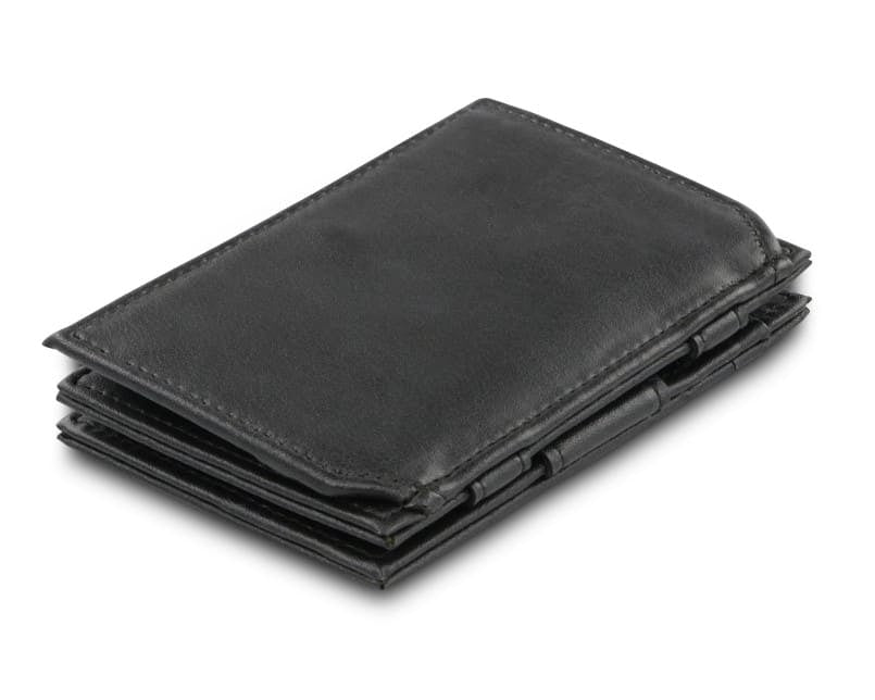 Back view of the Essenziale Magic Coin Wallet Vegan in Cactus Black.