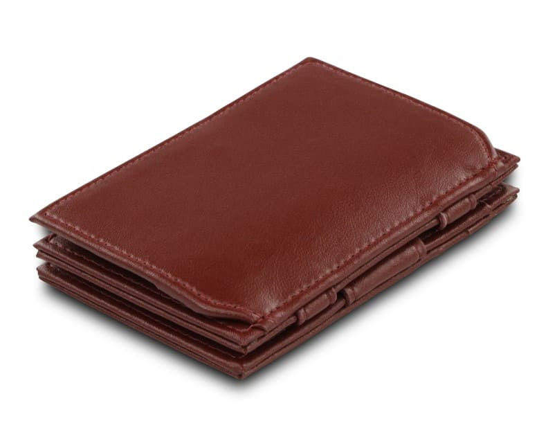 Back view of the Essenziale Magic Coin Wallet Vegan in Cactus Burgundy.