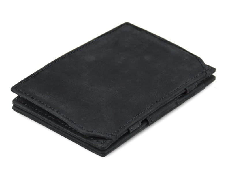 Back view of the Essenziale Magic Coin Wallet in Carbon Black.