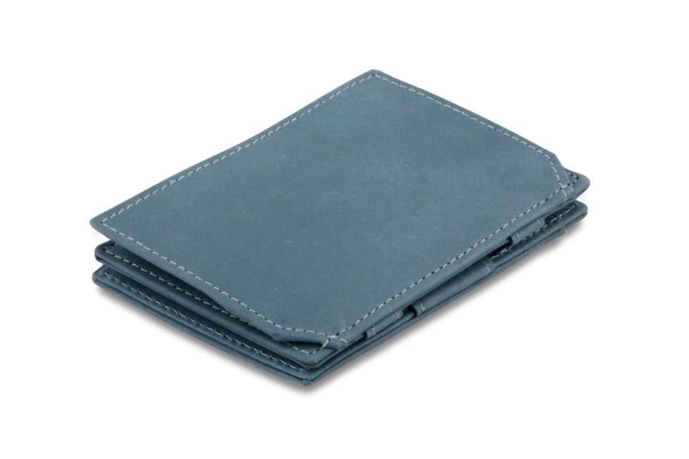 Back view of the Essenziale Magic Coin Wallet in Sapphire Blue.