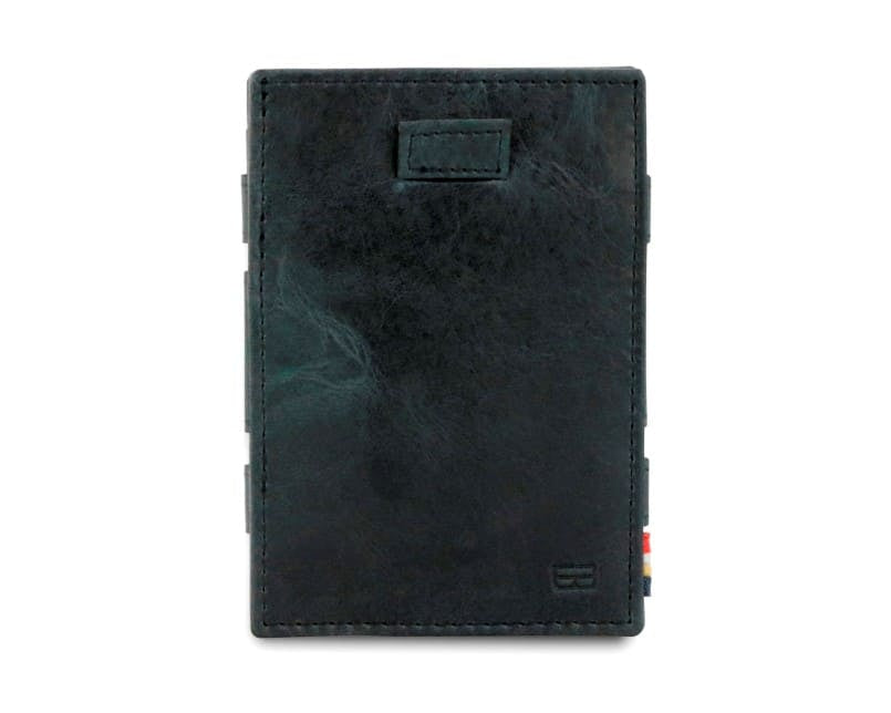 Front view of Cavare Magic Coin Wallet Card Sleeve Brushed in Brushed Black with pull tab.