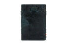 Front view of Cavare Magic Coin Wallet Card Sleeve Brushed in Brushed Black with pull tab.