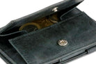 Back view of Cavare Magic Coin Wallet Card Sleeve Brushed in Brushed Black with open coin pocket.