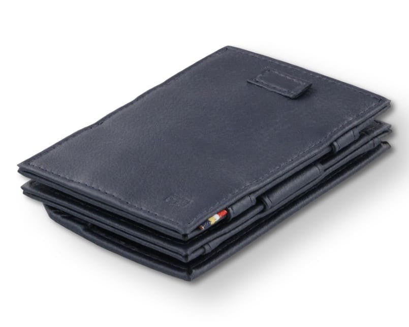 Front view of Cavare Magic Coin Wallet Card Sleeve Vegan in Cactus Blue with pull tab.