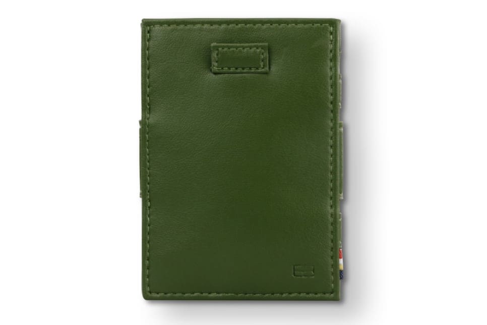 Front view of Cavare Magic Coin Wallet Card Sleeve Vegan in Cactus Green.