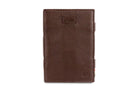 Front view of Cavare Magic Coin Wallet Card Sleeve Nappa in Chocolate Brown.