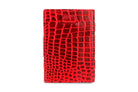Front view of Cavare Magic Coin Wallet Card Sleeve Croco in Burgundy.