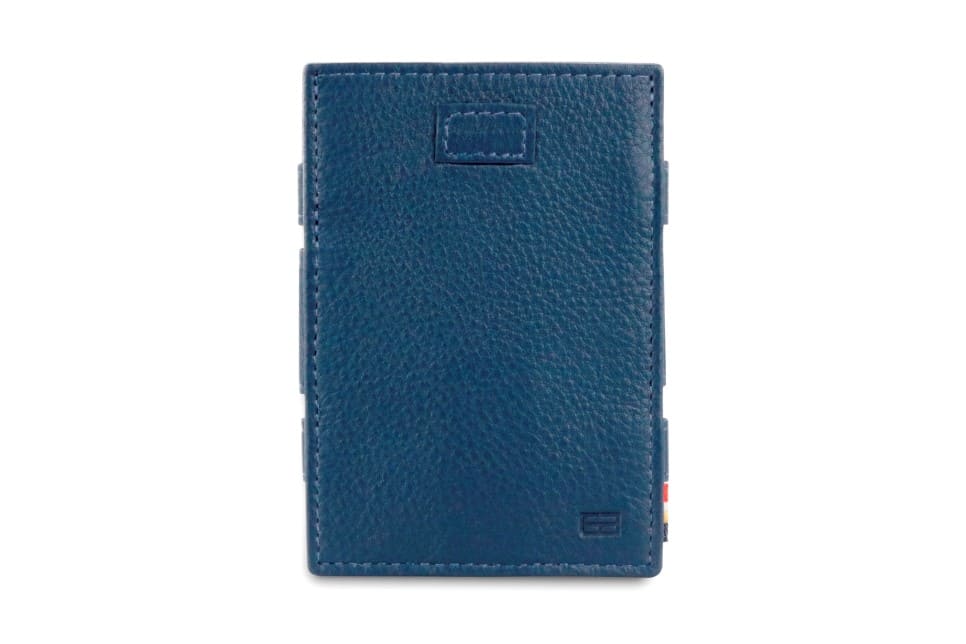 Front view of Cavare Magic Coin Wallet Card Sleeve Nappa in Navy Blue.
