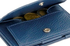 Back view of Cavare Magic Coin Wallet Card Sleeve Nappa in Navy Blue with open coin pocket.