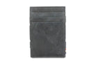 Front view of the Essenziale Magic Wallet Brushed in Brushed Black with 3 front card slots.