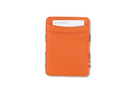 Front view with card of the Urban  Magic Wallet in Orange-Blue.
